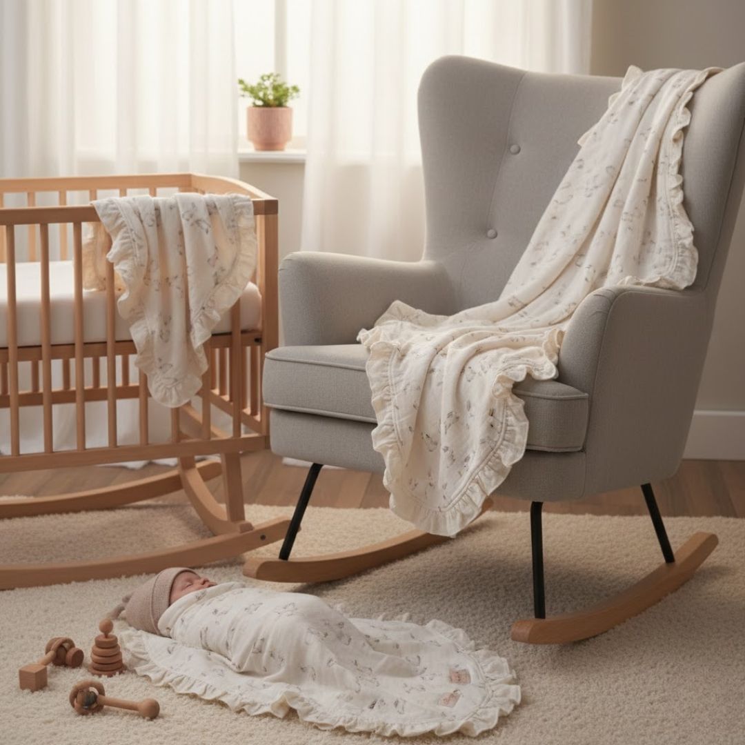Enchanted Bunny Muslin Blanket with Frills 072
